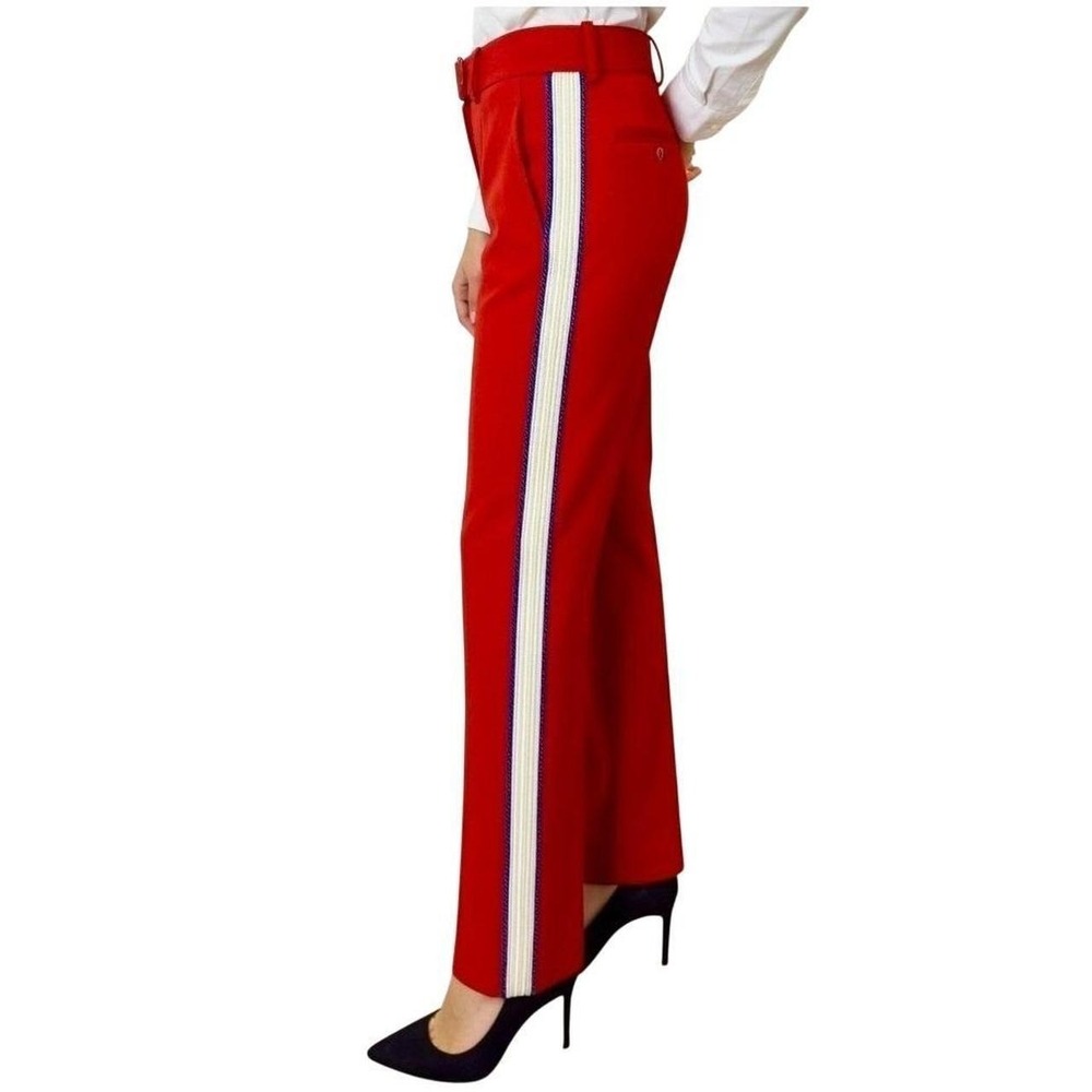 Calvin Klein 205W39NYC Red Wool Tuxedo Stripe Trousers Made in Italy Limited